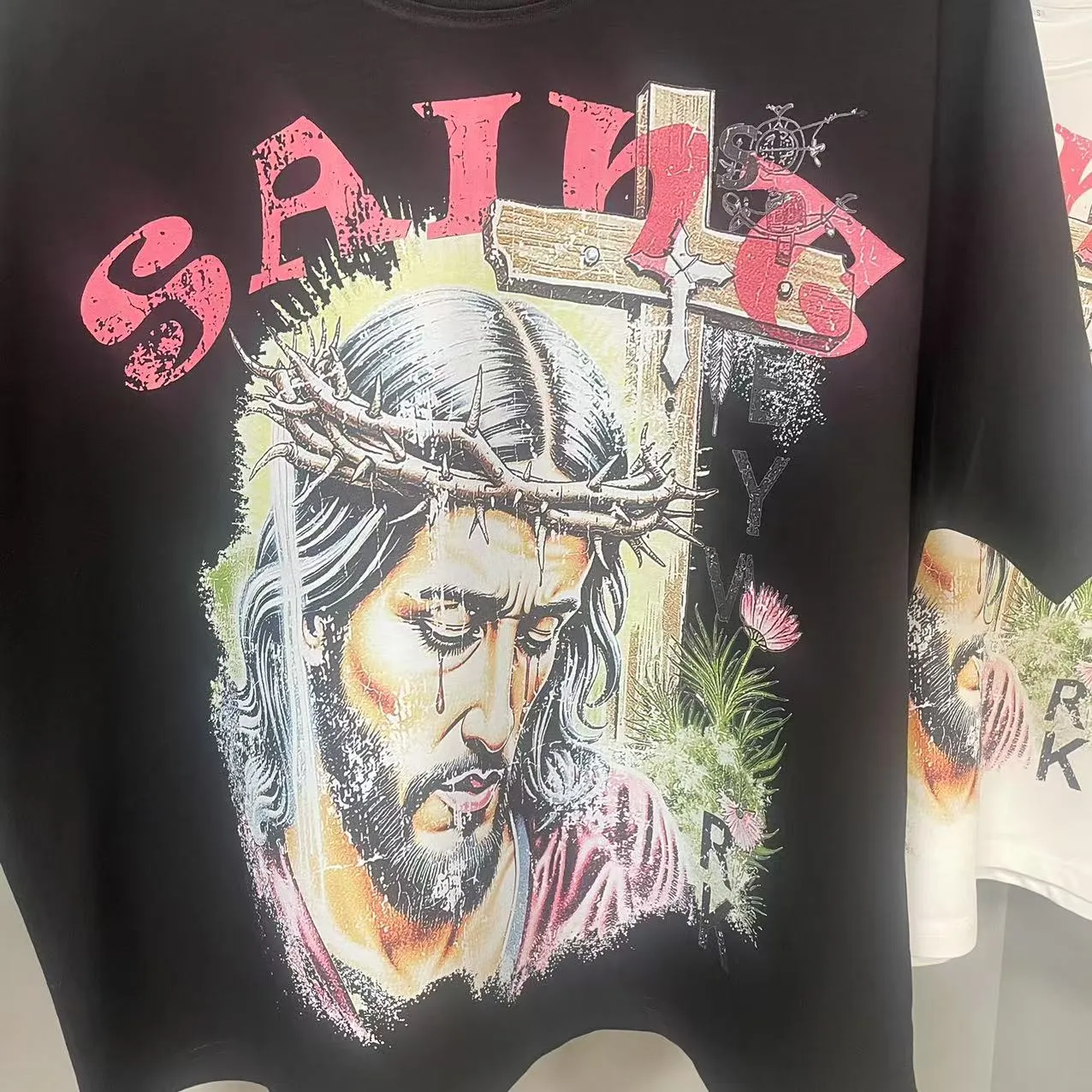 B92 Saint bat sleeve printed short sleeve P110 S-XL 230G combed cotton